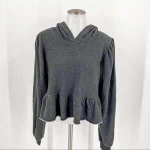 Black/Gray Project social T sweatshirt with ruffle on the bottom